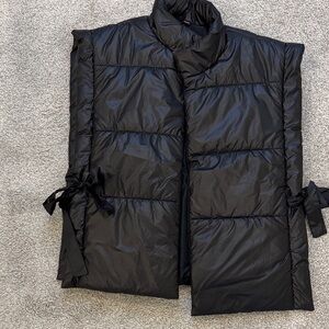 Pilcro Black Puffer Jacket with Bow Accents